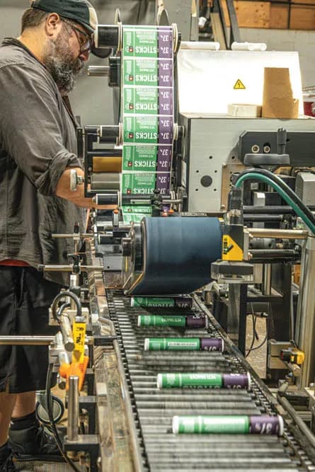 STICKS on the production line. Photo by Derek Kelly.